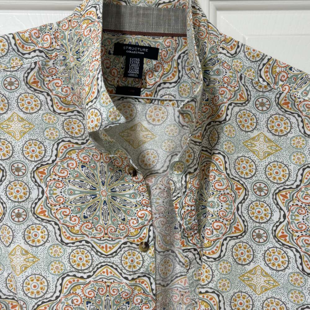 STRUCTURE Men Shirt Cotton/Linen Long Sleeves Button Up Sim Fit